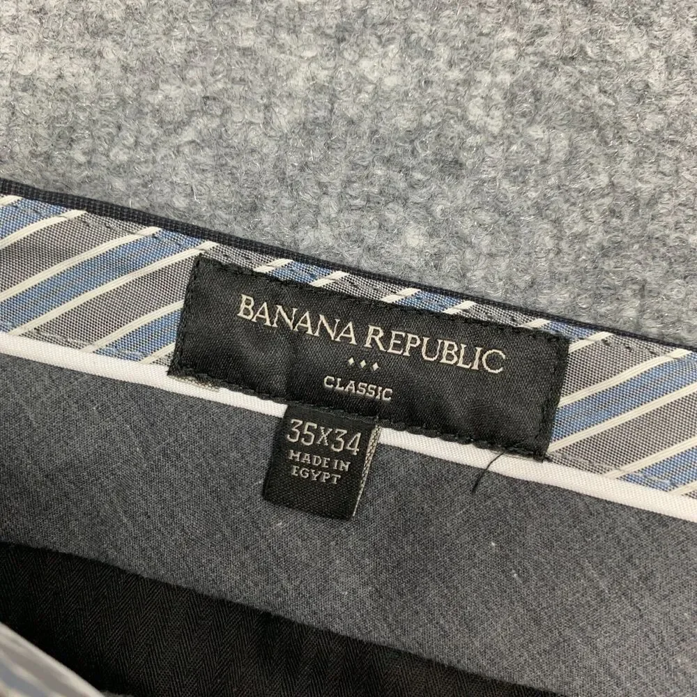 Banana Republic Classic Dress Pant Mens 35 Gray Straight Leg Mid Rise Flat Front